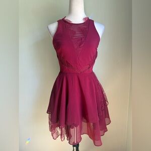 Lucy Paris Burgundy Lace Mini Dress boho gothic‎ romantic cottage core vibes xs